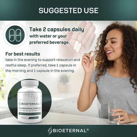 Bioeternal Magnesium Dual Complex, Citrate and Glycinate, 60 Capsules