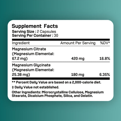 Bioeternal Magnesium Dual Complex, Citrate and Glycinate, 60 Capsules