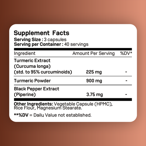 BIOETERNAL Turmeric Radiance Curcumin Supplement, 120 Capsules, with Black Pepper Extract